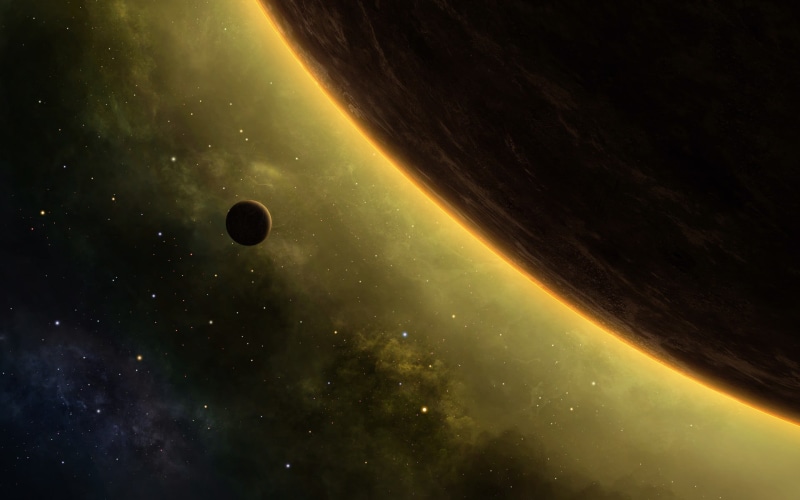 orbiting, planet, solar System, satellite View, digital art, planetary Moon, alien, scenics - nature, eclipse, 1080P, space, stars, abstract, nebula, dark