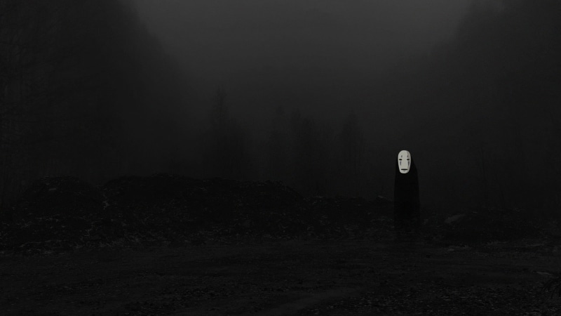 land, spooky, night, built structure, nature, outdoors, no people, silhouette, tower, No-Face, trees, architecture, 1080P, building exterior, dark, Hayao Miyazaki