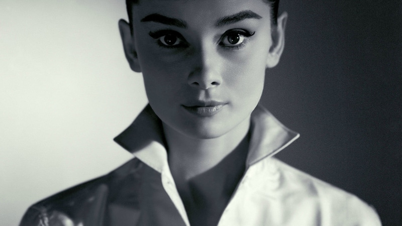 audrey, monochrome, 2K, women, audrey hepburn, hepburn