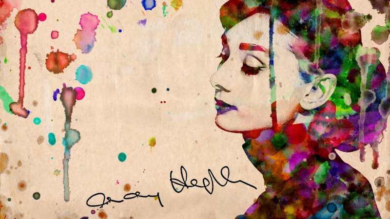painting, colorful, digital/artwork, 1080P, audrey, drawing, hepburn, face, hd