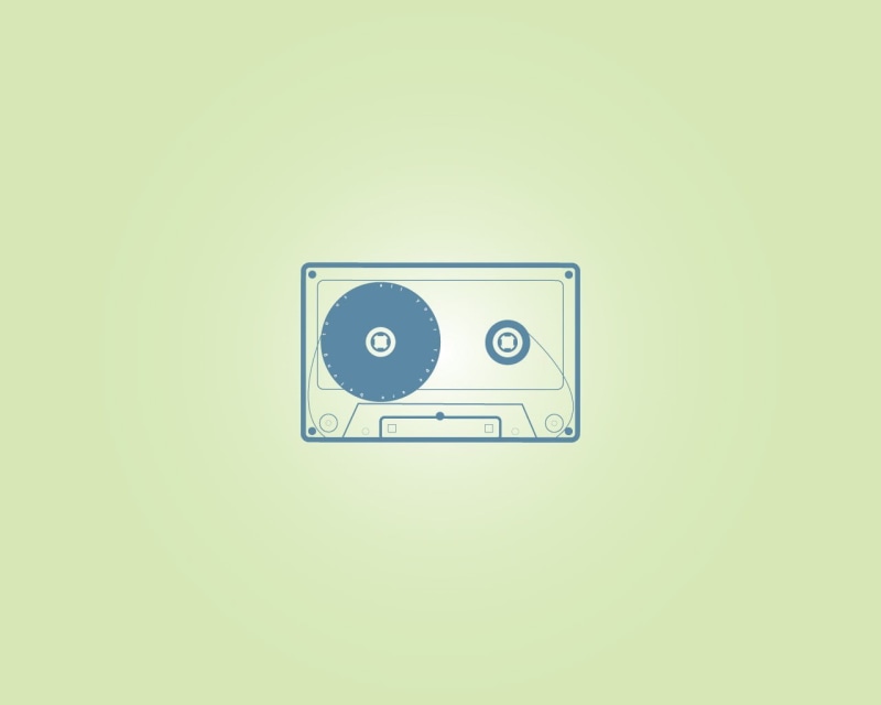 retro styled, cassette, green color, technology, single object, minimalism, studio shot, analog, sound recording equipment, sticker, circle, no people