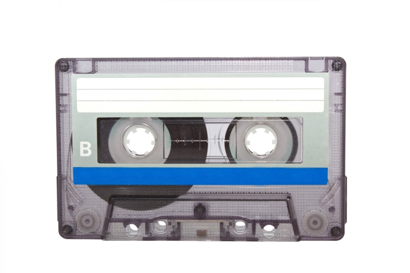 indoors, single object, white background, isolate, side, equipment, playback, compact, formats, gray, tape, write protection, vintage, record, aged, magnetic