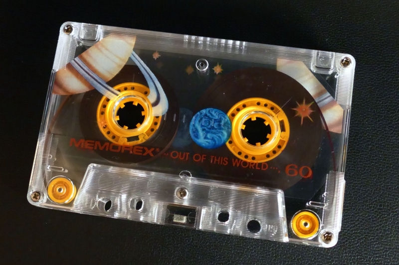 stereo, memorex, white, Tape, listen, 80s, record, recorder, 70s, magnetic, old, eighties, black background, analogue, sound, analog, directly above, 1980s