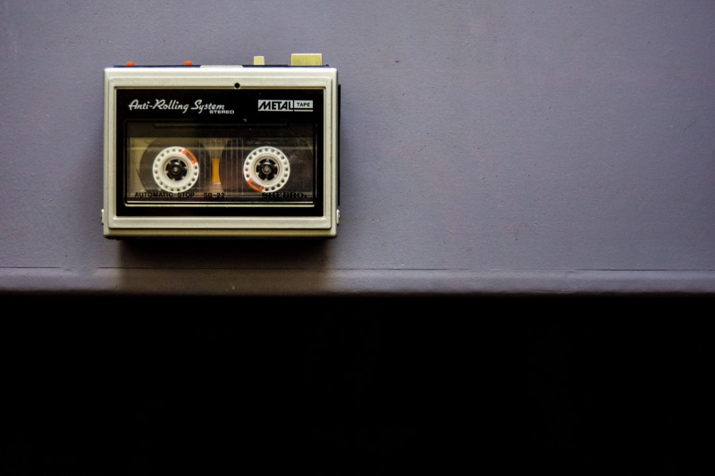 indoors, single object, retro styled, architecture, copy space, close-up, 5K, antique, tape, wall, radio, old, domestic room, object, power supply, audio equipment