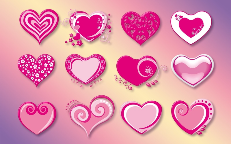 Red, Vector, Many, Hearts, Pink, 2K, Love