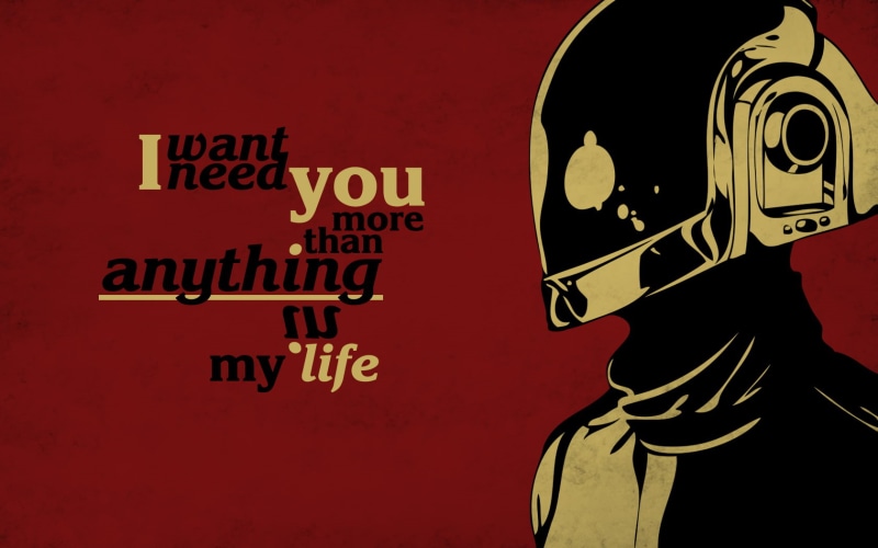 information, red background, close-up, music, text, Daft Punk, western script, mural, human representation, art and craft, capital letter, 720P, wall - building feature