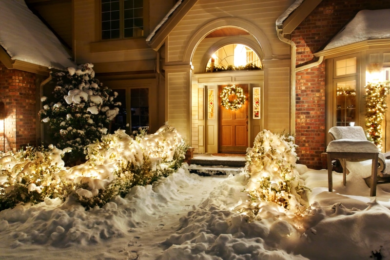 5K, house, Christmas, winter, lights, snow