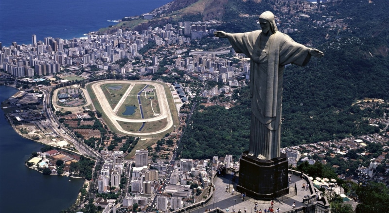 travel, Christ, outdoors, travel destinations, skyscraper, representation, no people, high angle view, financial district, rio, human representation, tourism