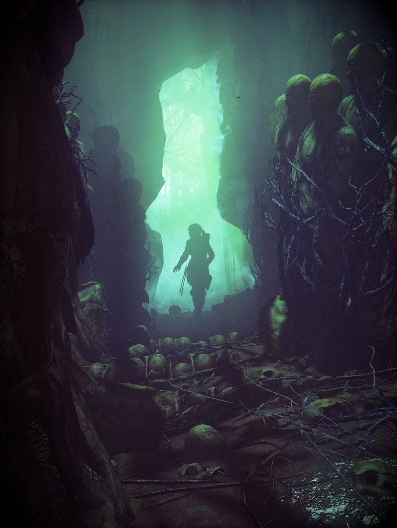 water, exploration, screenshot, videogame, one person, adult, Rise of the Tomb Raider, forest, tree, land, green color, nature, 720P, activity, underwater
