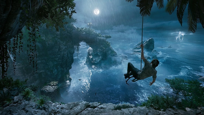 video games, Shadow of the Tomb Raider, nature, water, motion, Tomb Raider 2018, land, men, 720P, plant, Tomb Raider, people, outdoors, concept art, rock - object