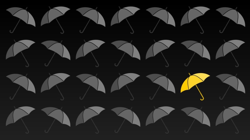 black color, 1080P, Ted Mosby, umbrella, Yellow Umbrella, close-up, backgrounds, black background, nature, silhouette, large group of objects, How I Met Your Mother