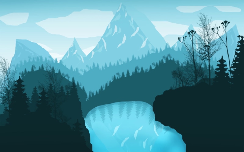 water, mountains, 720P, Flatdesign, blue, Firewatch