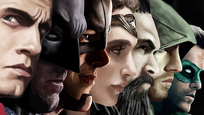 standing, togetherness, portrait, young Women, Batman, digital composite, human Face, adult, heroes, adults Only, real People, crowd, competition