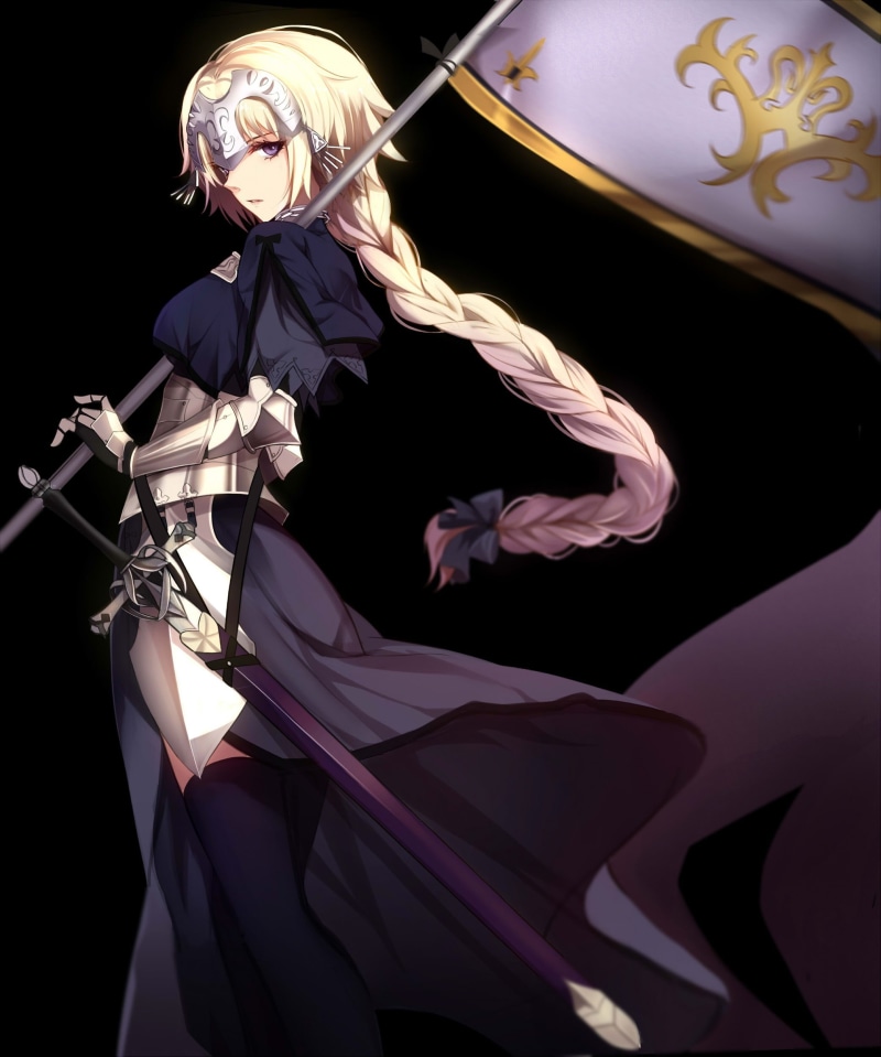 black background, hairstyle, women, celebration, young adult, clothing, Ruler (Fate/Grand Order), beauty, arts culture and entertainment, blond hair, purple eyes