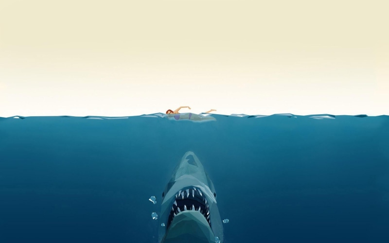 1080P, nature, lifestyles, limb, digital art, human foot, swimming, leisure activity, sea, shark, human body part, low section, water, real people, sky