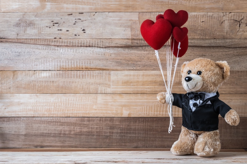 romantic, hearts, cute, teddy, gift, toy, bear, red, wood, heart, 5K, love, valentines day