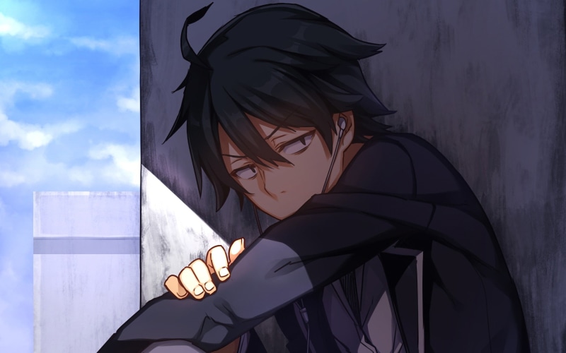 character, black, outdoors, lifestyles, young women, male, 1080P, leisure activity, portrait, human face, young adult, side view, headshot, day, Hikigaya Hachiman