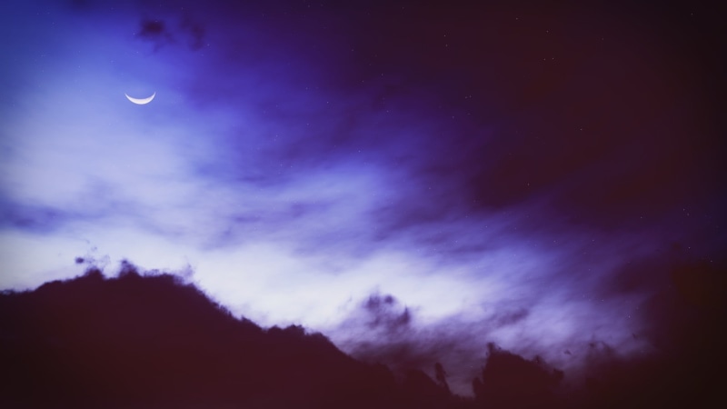 nature, clouds, crescent, sky, outdoors, astronomy, blue, moonlight, no people, cloud - sky, night, purple, Moon, beauty in nature, space, scenics - nature