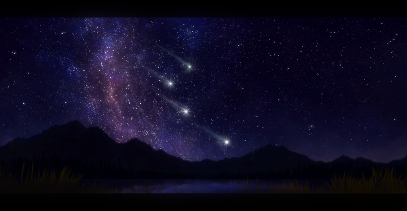 tranquil scene, lake, astrology, astronomy, star - Space, constellation, distant, nature, panoramic, mountains, landscape, light - Natural Phenomenon, blue