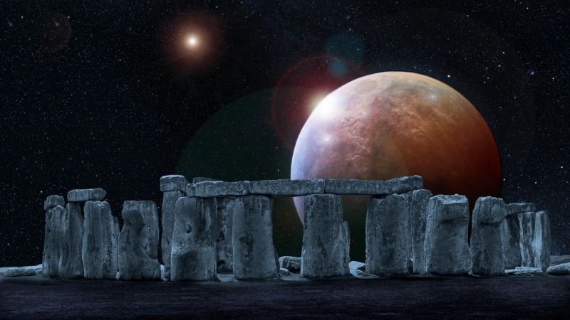 full moon, supermoon, sky, 4K, illusion, stars, stonehenge, mystical, planet, night, fantasy art, mystic