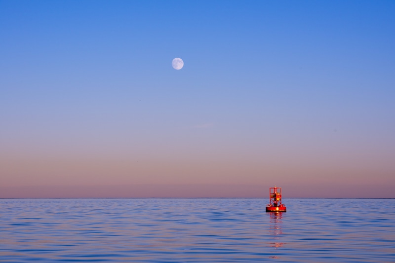 ocean, moon, sky, sunset, horizon, marine, blue, calm, supermoon, copy space, travel, water, sea, nautical vessel, scenics - nature, dusk, tranquility