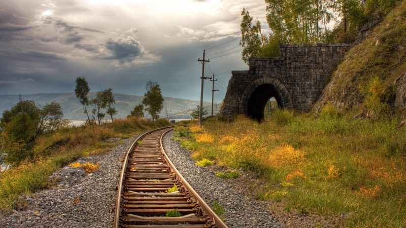 the way forward, tree, mode of transportation, path, built structure, day, hill, sky, architecture, cloud, the past, outdoors, rail, history, railway, 4K