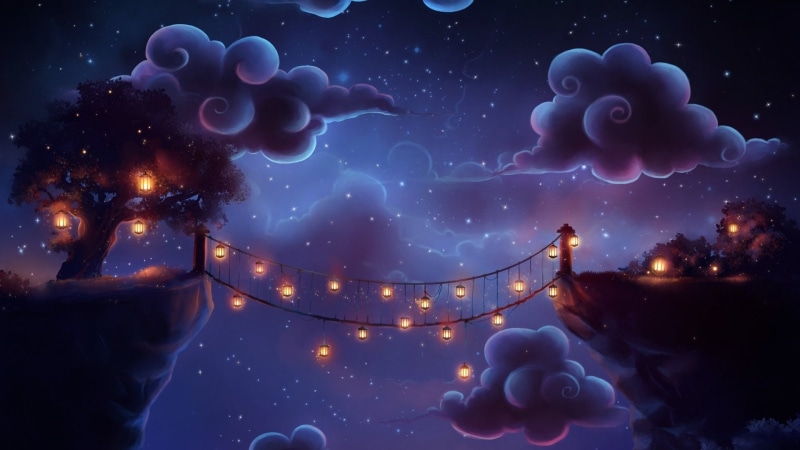 fantasy, clouds, bridge, Magic, 1080P, night, Flashlights
