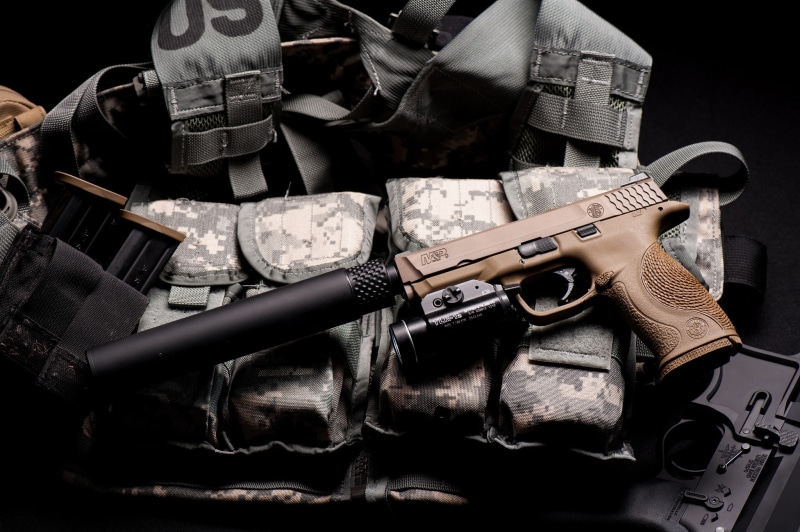 VTAC, Mandamp;P, Smith andamp; Wesson, muffler, flashlight, gun, 1080P