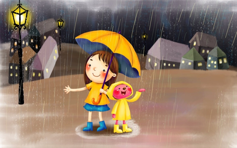 rain, boys, 720P, night, backgrounds, cartoon, image, brown, women, toy, girls, computer Graphic, cute, people, autumn, flashlight, blue, female, character
