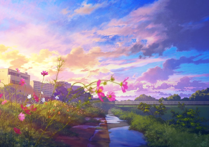 vivid colors, moescape, 720P, sunset