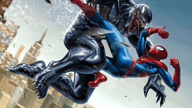 Peter Parker, Venom, 4K, Spider Man, Marvel, Comics Art, Eddie Brock
