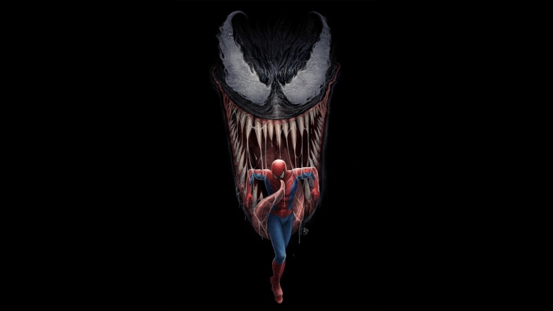 Peter Parker, Spider man, Eddie Brock, art, comics, 4K, Venom