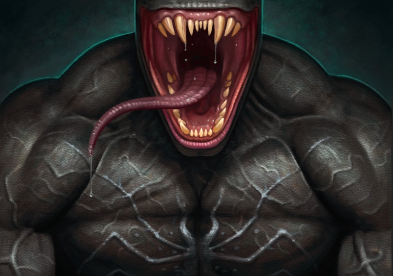 emotion, portrait, young adult, one person, indoors, 2K, language, negative emotion, eddie brock, aggression, leather, mouth, art, horror, spooky, communication