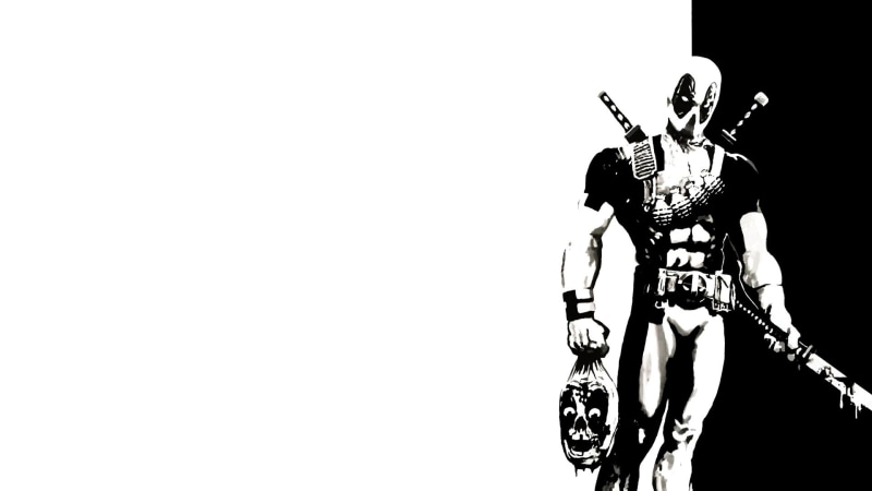 antiheroes, monochrome, white, Deadpool, 1080P