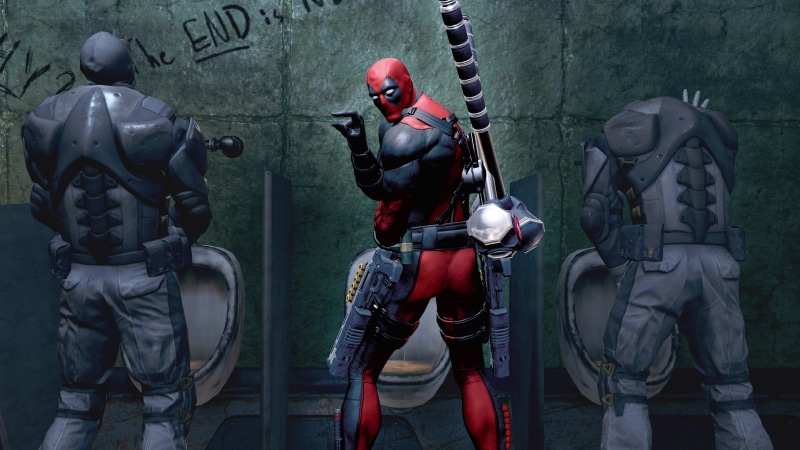 Marvel, 5K, weapons, Deadpool, antihero, Wade Wilson, Deadpool: The Game, toilet
