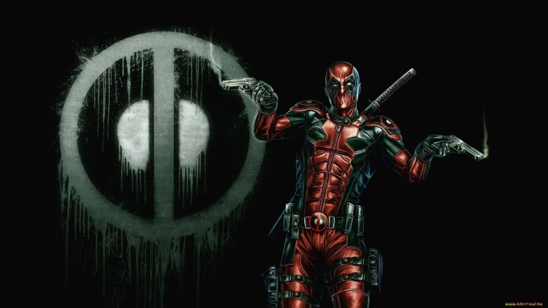 artwork, antiheroes, 1080P, Deadpool, gun, Male