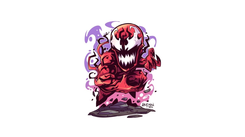 white background, artwork, Carnage, Symbiote, 1080P, simple background, Marvel Comics