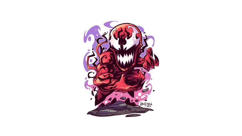 simple background, 1080P, Derek Laufman, artwork, Carnage, Symbiote, Marvel Comics, white background