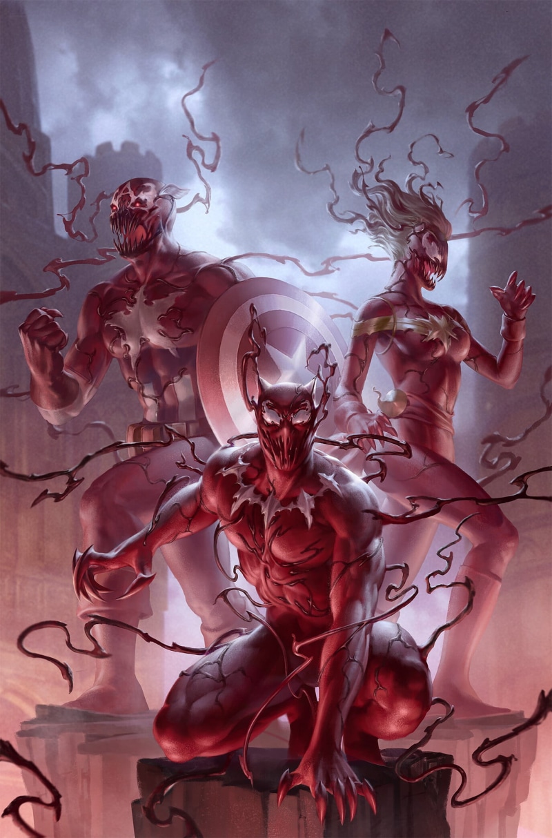 Marvel Comics, 1080P, Captain America, Carnage, women, Miss Marvel, Black Panther, Symbiote, men, Junggeun Yoon