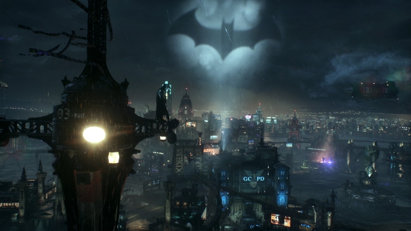 no people, 1080P, city life, DC Comics, architecture, power in nature, building exterior, building, travel destinations, skyscraper, Batman, night, Rocksteady Studios