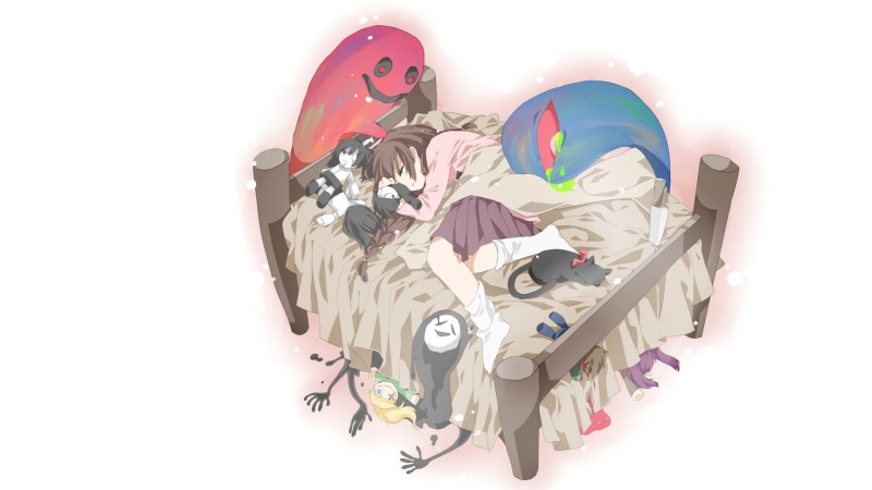 sleeping, girls, nikki, madotsuki, dreamscape, cats, yume, anime, uboa, 1080P
