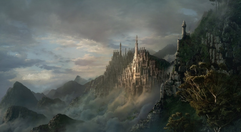ancient civilization, mountain range, sky, mountain, Dreamscape, beauty in nature, building exterior, brown, no people, non-urban scene, castle, nature