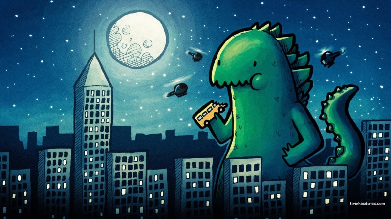 drawing, Godzilla, cartoon, 720P