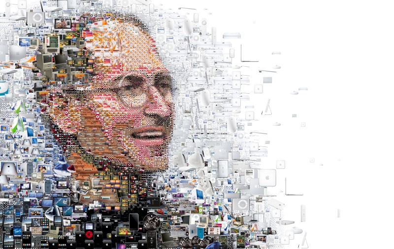8K, Apple computer, iPhone, MacBook Pro, 4K, MacBook, iMac, iPad, 8K, iPod Shuffle, iMac Pro, Steve Jobs, Mosaic art