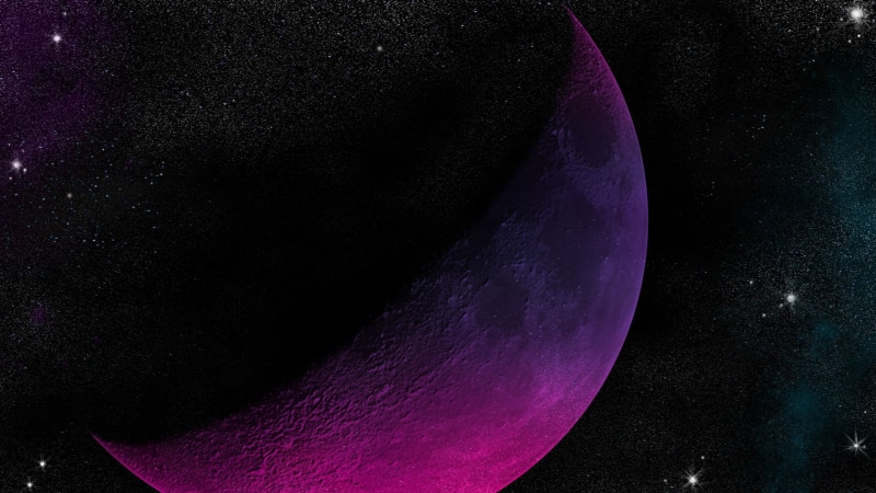 magenta, art, Blue, colored, stars, Moon, 1080P, purple, space, moons, hd