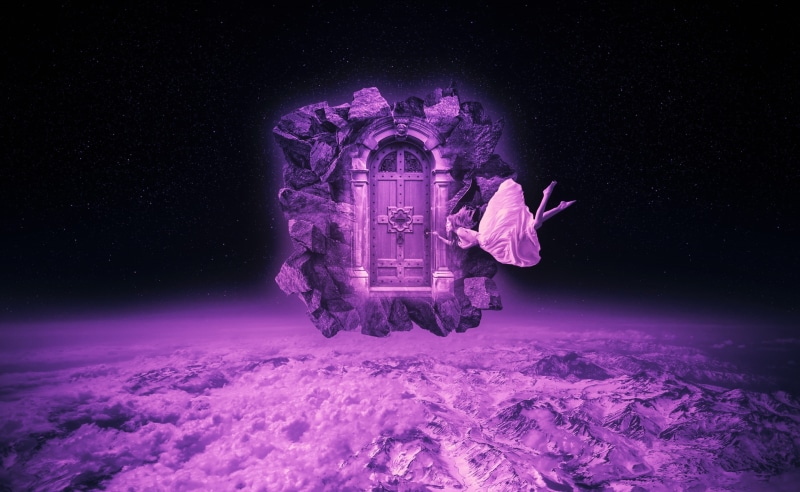 Fantasy, space exploration, people, space, 2K, galaxy, Aero, Purple, sky, mystery, art and craft, levitation, representation, architecture, dark, illuminated