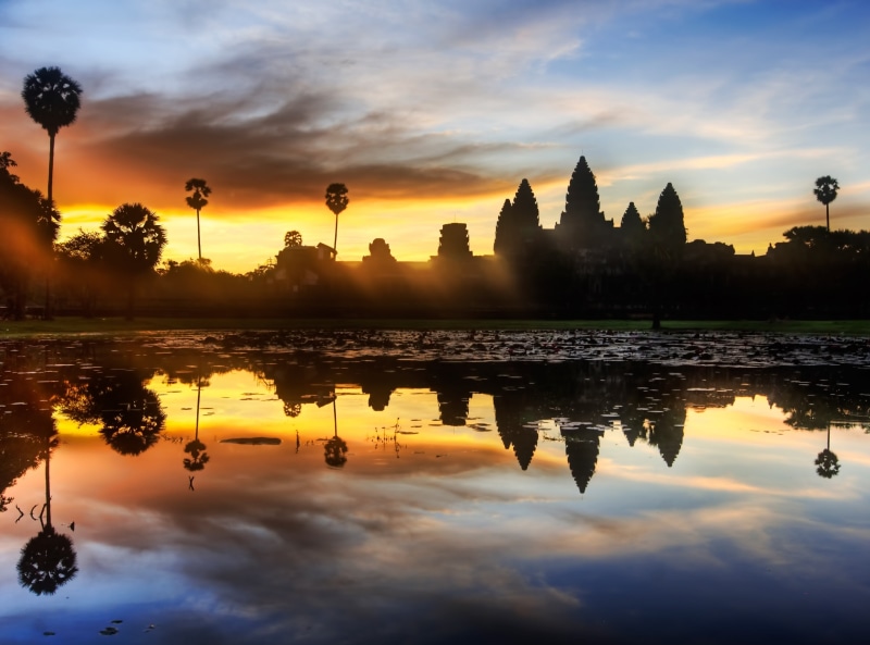Asia, cambodia, beauty in nature, cloud - sky, Cambogia, no people, silhouette, plant, scenics - nature, waterfront, sunrise, water, discovery, Others