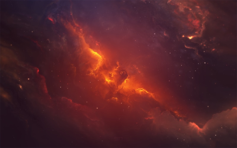 orange, universe, 4K, dark phoenix, space, nebula