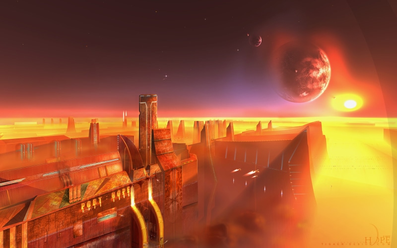 Planets, 4K, 4K, City, Spacescape, Sun, Spaceships, Hope