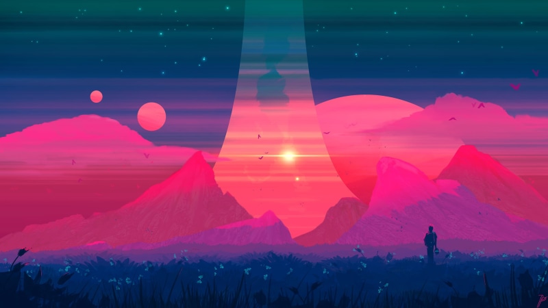 JoeyJazz, ringworld, landscape, 2K, pastel